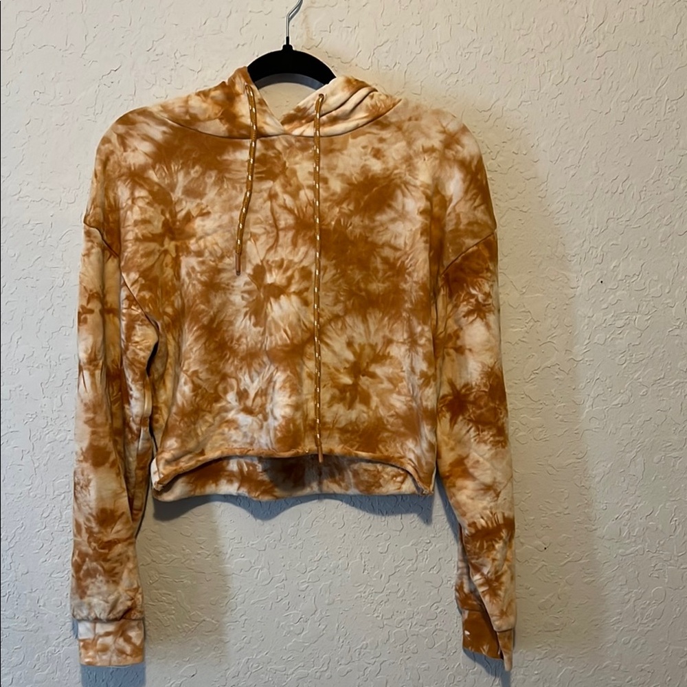 Orange Cropped Tie Dye Hoodie